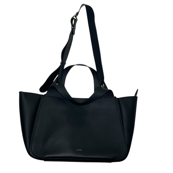 Cuyana Mila Satchel Black Italian Leather Work Travel Laptop Tote Bag - Picture 3 of 15